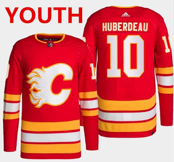 Youth Calgary Flames #10 Jonathan Huberdeau Red Adidas Stitched Jersey Dzhi